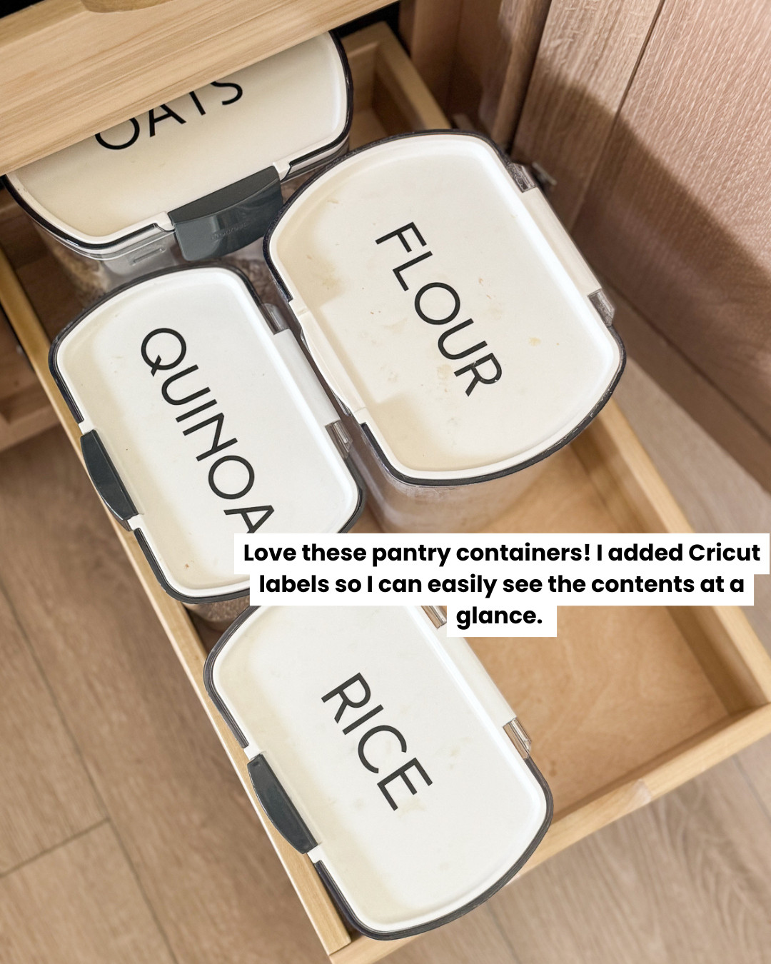 Labeled pantry containers for the win. These help me stay organized and actually find what I need. These organizers are my favorites - each one is made specifically with tools for the ingredients you store inside. 

pantry containers, Cricut labels, kitchen organization, labeled food storage 

 #LTKHome #LTKFindsUnder50