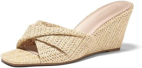 Coutgo Womens Wedge Sandals Espadrilles Square Open Toe Slip On High Heels Slides Summer Beach Sh... | Amazon (US)