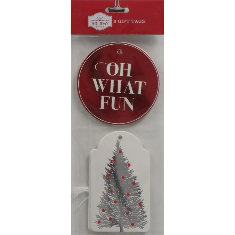 Oh What Fun Hanging Gift Tags, Red and Silver, 8 Count, by Holiday Time | Walmart (US)