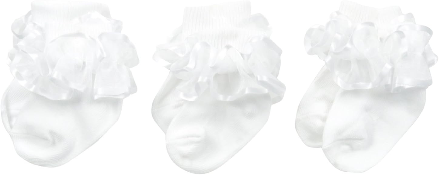 Jefferies Socks Baby Girls' Frilly Lace 3 Pair Pack Socks | Amazon (US)