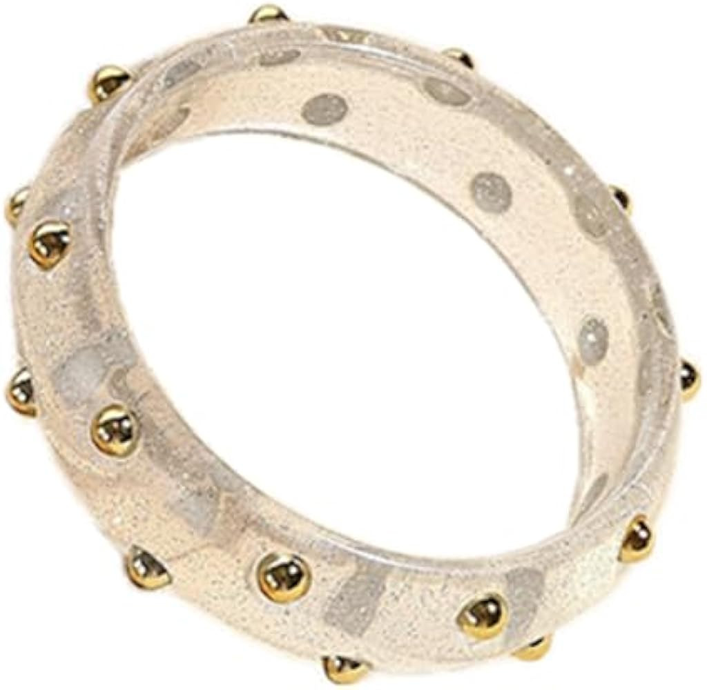 Punk Colorful Shimmer Acrylic Resin Bangle Bracelet Transparent Plastic Wristbands Wide Irregular... | Amazon (US)