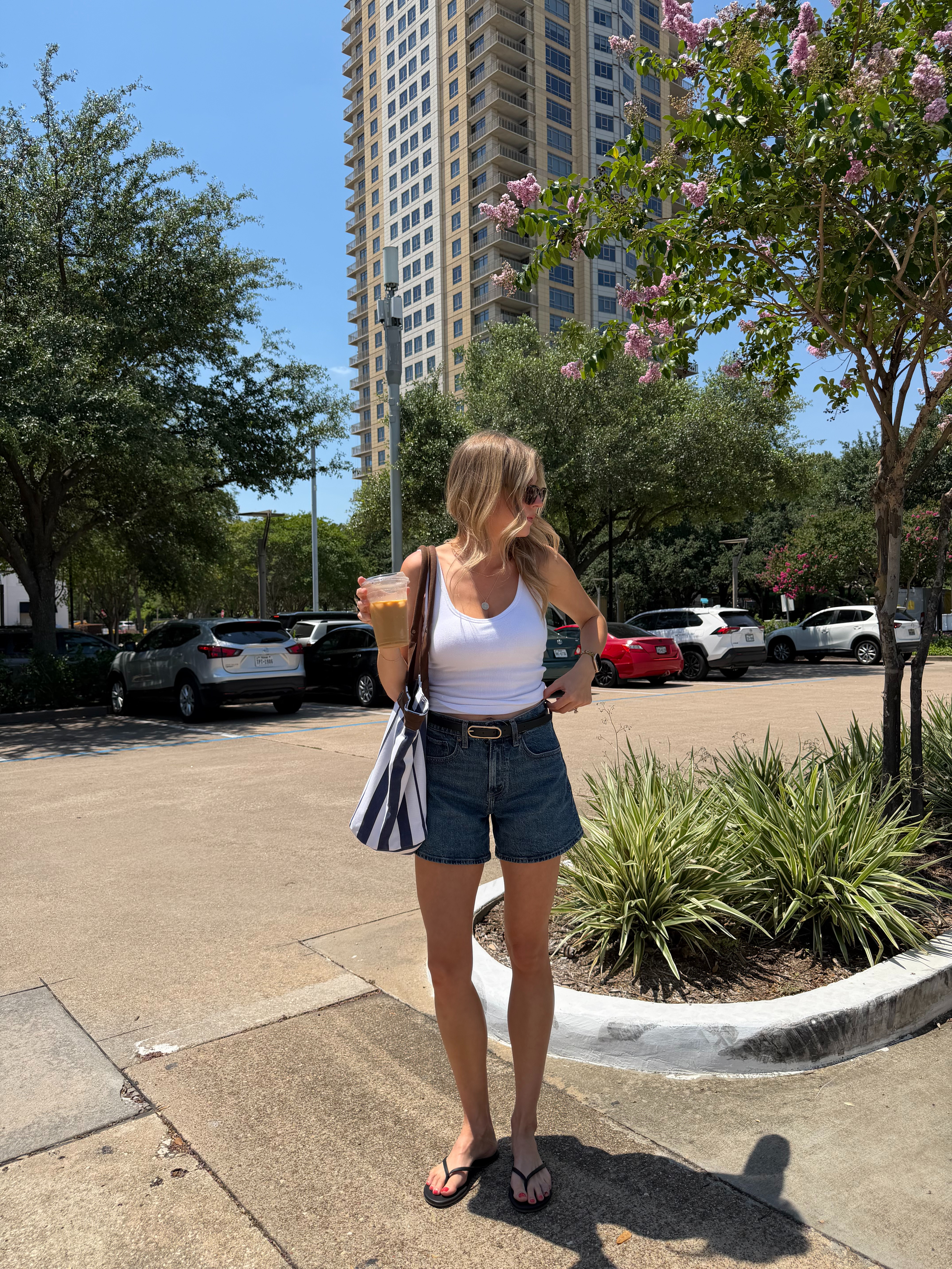 Easy and casual summer outfit - the best tank with a built in bra!!! The best mom friendly shorts. S in tank and 26 in shorts.  

 #LTKootd #LTKmomlife