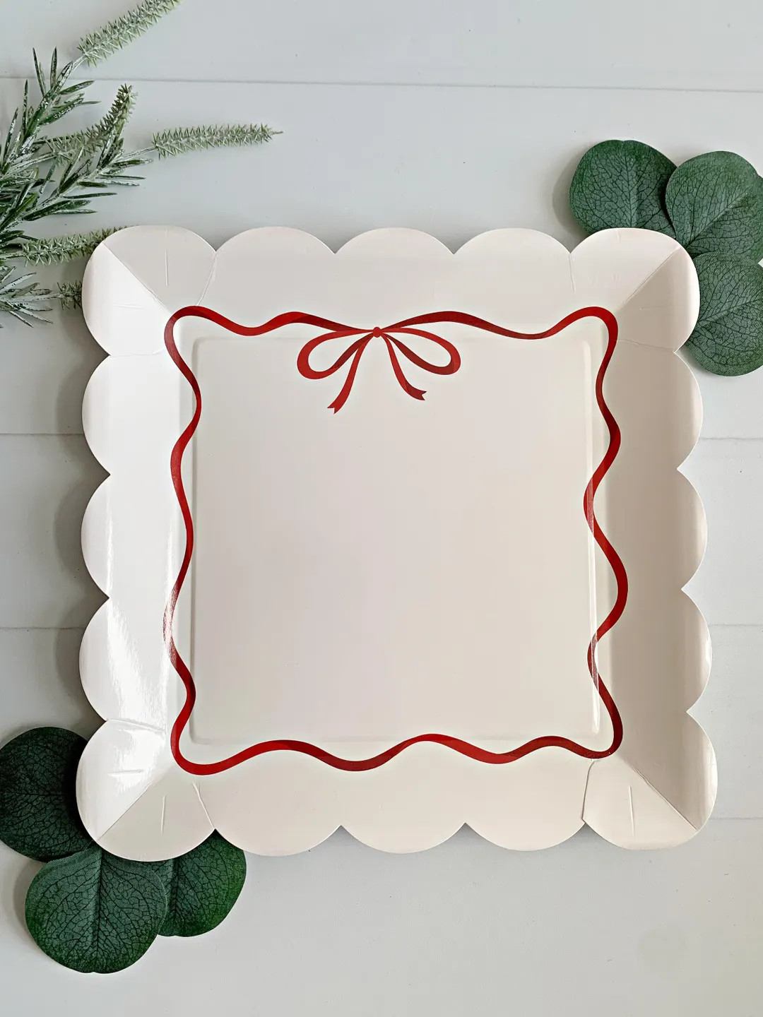 Red Bow Paper Party Plates for Christmas and Holiday Parties - Set of 8 | Etsy (US)