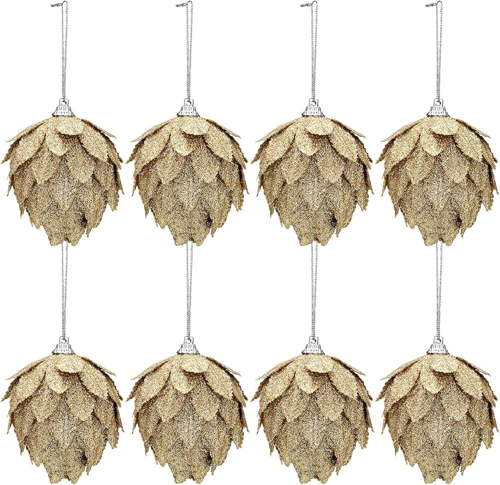 Jetec 8 Pieces Christmas Tree Ornaments Glitter Christmas Tree Hanging Decoration Decorative Arti... | Amazon (US)