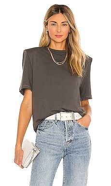 Parentezi Pima Cotton Removable Shoulder Pad Tee in Pavement Grey from Revolve.com | Revolve Clothing (Global)