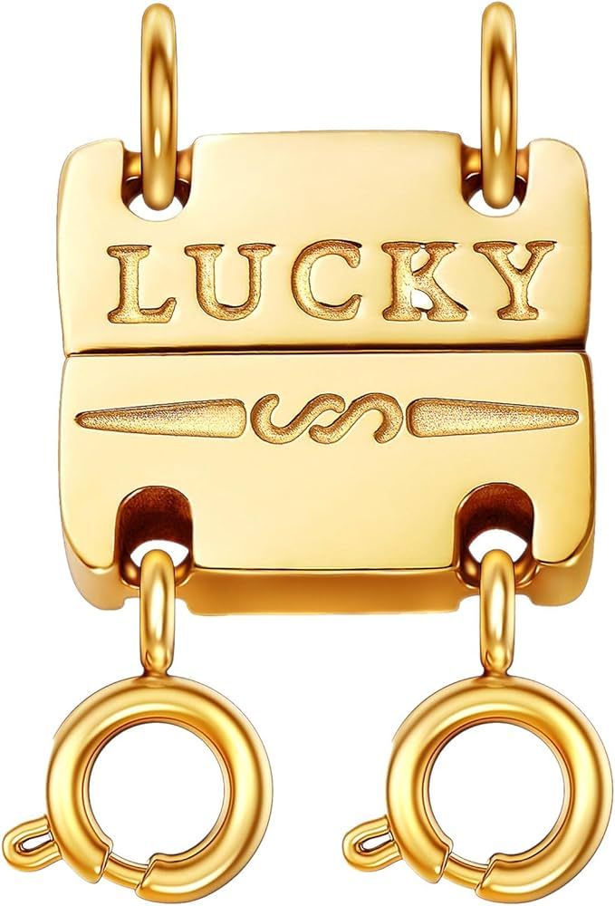 Dailyacc Lucky Necklace Layering Clasp 18K Gold and Silver Strong Multiple Necklace Clasps For La... | Amazon (US)