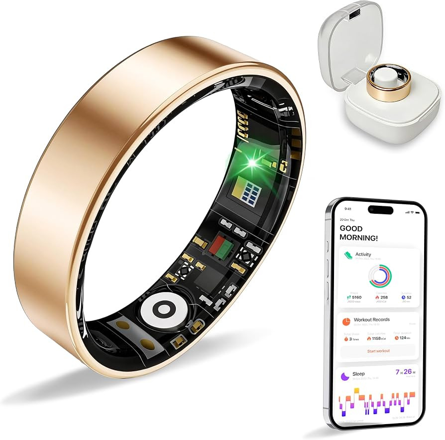 Women Men Smart Ring Health Tracker, Sleep Exercise Health Monitoring Wearable Device, IP68 Water... | Amazon (US)