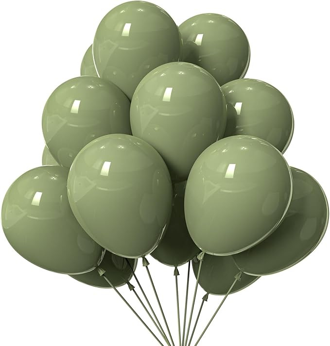 KBZVNAF Sage Green Latex Party Balloons - 50 Pack 12 inch Helium Matte Olive Green Balloons for B... | Amazon (US)