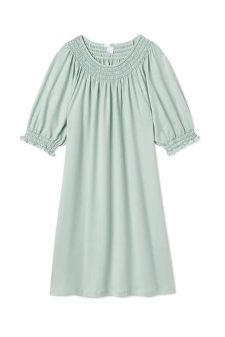 Pima Smocked Nightgown in Spruce | LAKE Pajamas