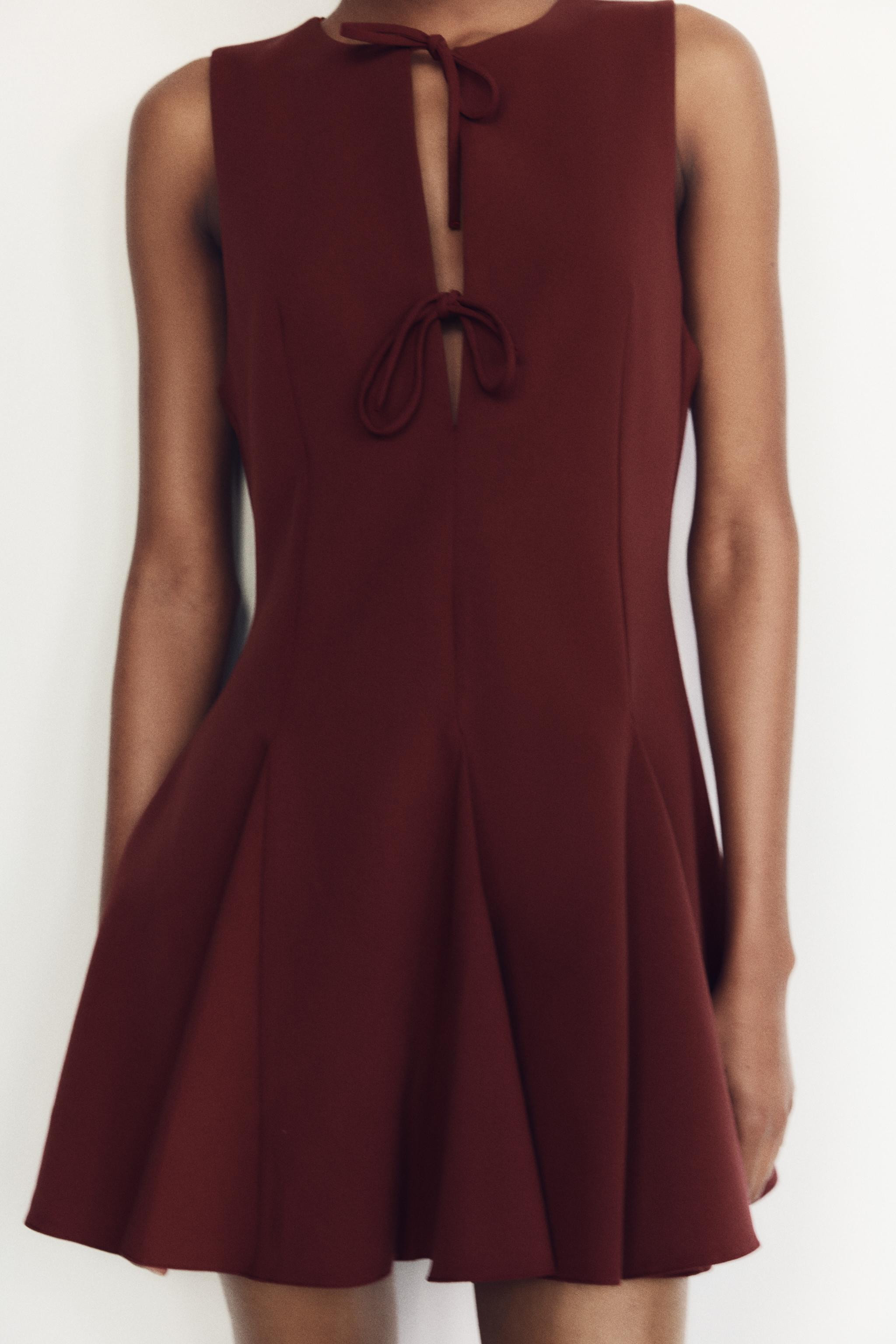 GODET BOW SHORT DRESS | Zara US