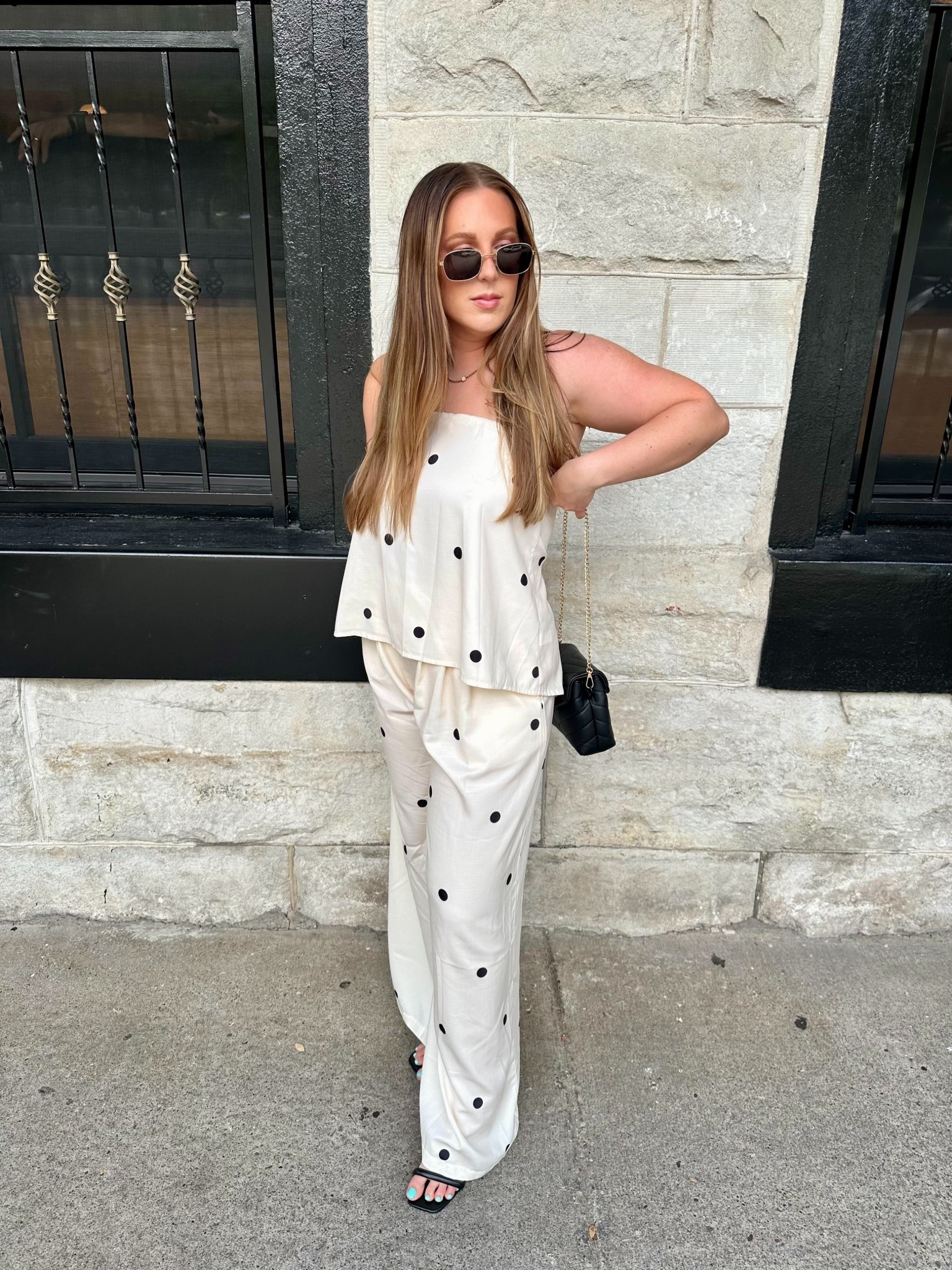 Cutest Polka Dot set and the perfect for summer to fall transition outfit! Comes in multiple colors! Perfect for your next girls brunch, date night, or going out on the town! 

I’m 5”4 wearing a Medium - pants are long!

Summer - a cute open toed heel
Fall - pointed toe boot and a leather jacket! 

#LTKU #LTKStyleTip #LTKSeasonal