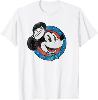 Disney Cruise Sailor Mickey Mouse Distressed Retro Vintage T-Shirt | Amazon (US)