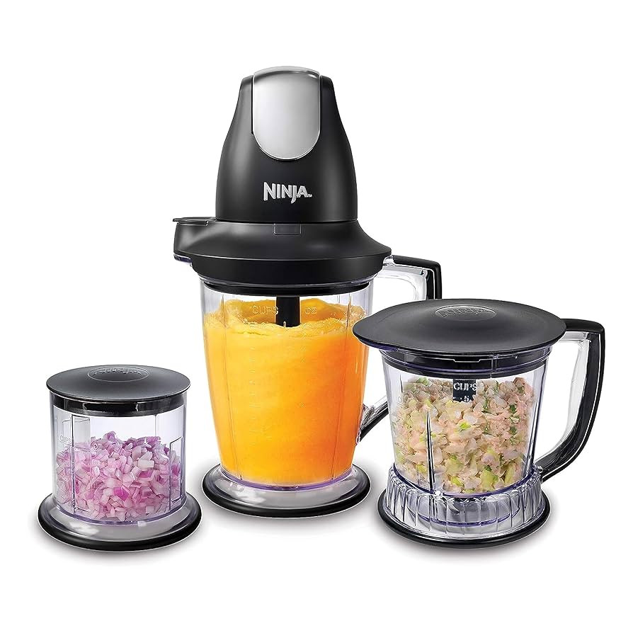 Ninja QB1004 Blender/Food Processor with 450-Watt Base, 48oz Pitcher, 16oz Chopper Bowl, and 40oz... | Amazon (US)