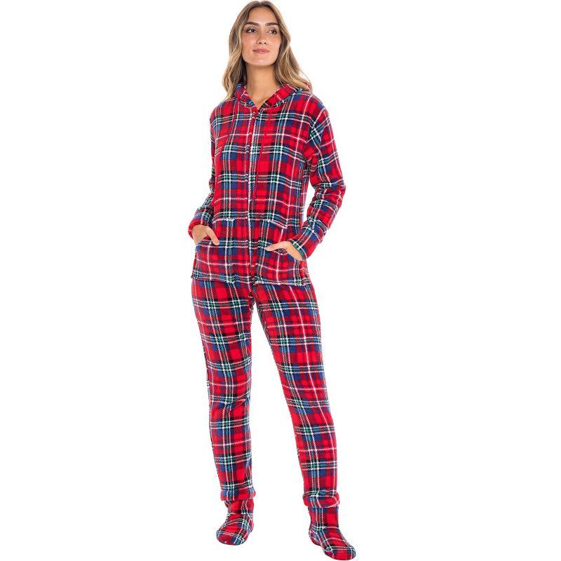 Alexander Del Rossa Women's One Piece Hooded Footed Pajamas, Adult Onesie with Hood | Target
