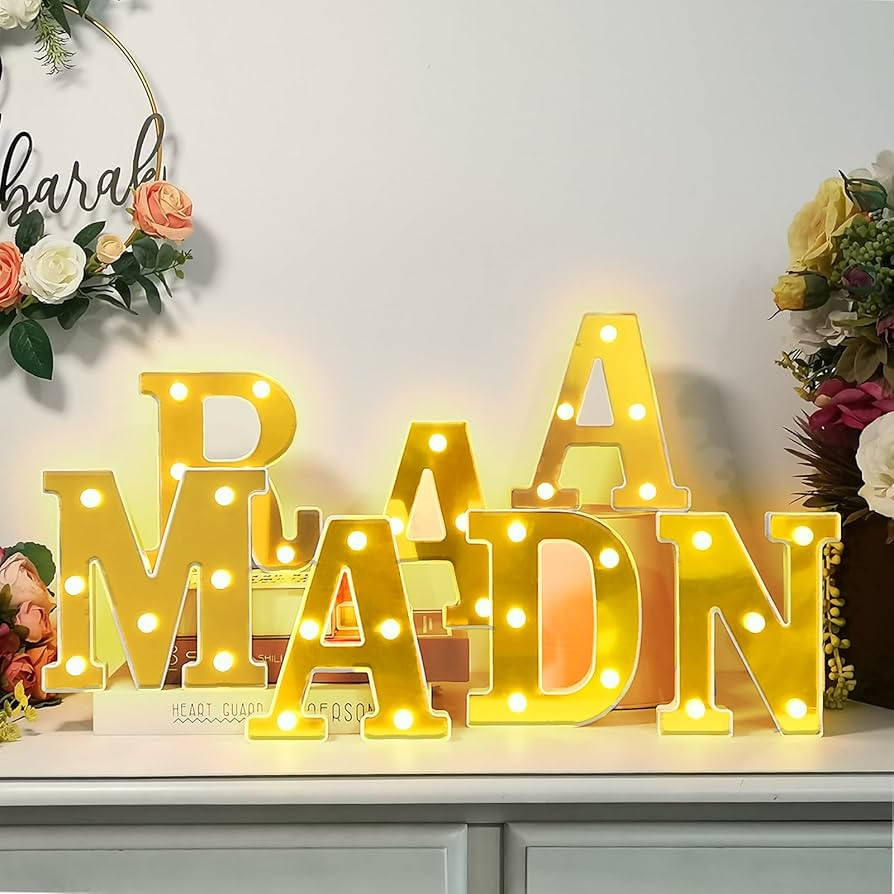 7Pcs Ramadan LED Letter Lights, Battery-Powered Ramadan Table Decoration, LED Light Up Ramadan Le... | Amazon (US)