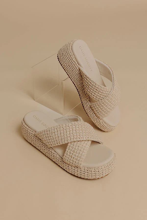 The Fresno Raffia Woven Platform Sandal in Ivory | Impressions Online Boutique