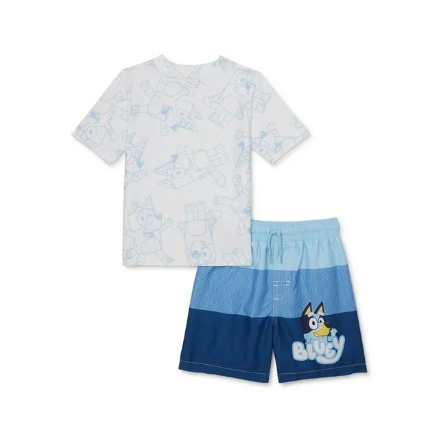 Bluey Baby and Toddler Boys’ Short Sleeve Rashguard and Swim Trunks Set with UPF 50+, 2-Piece, ... | Walmart (US)