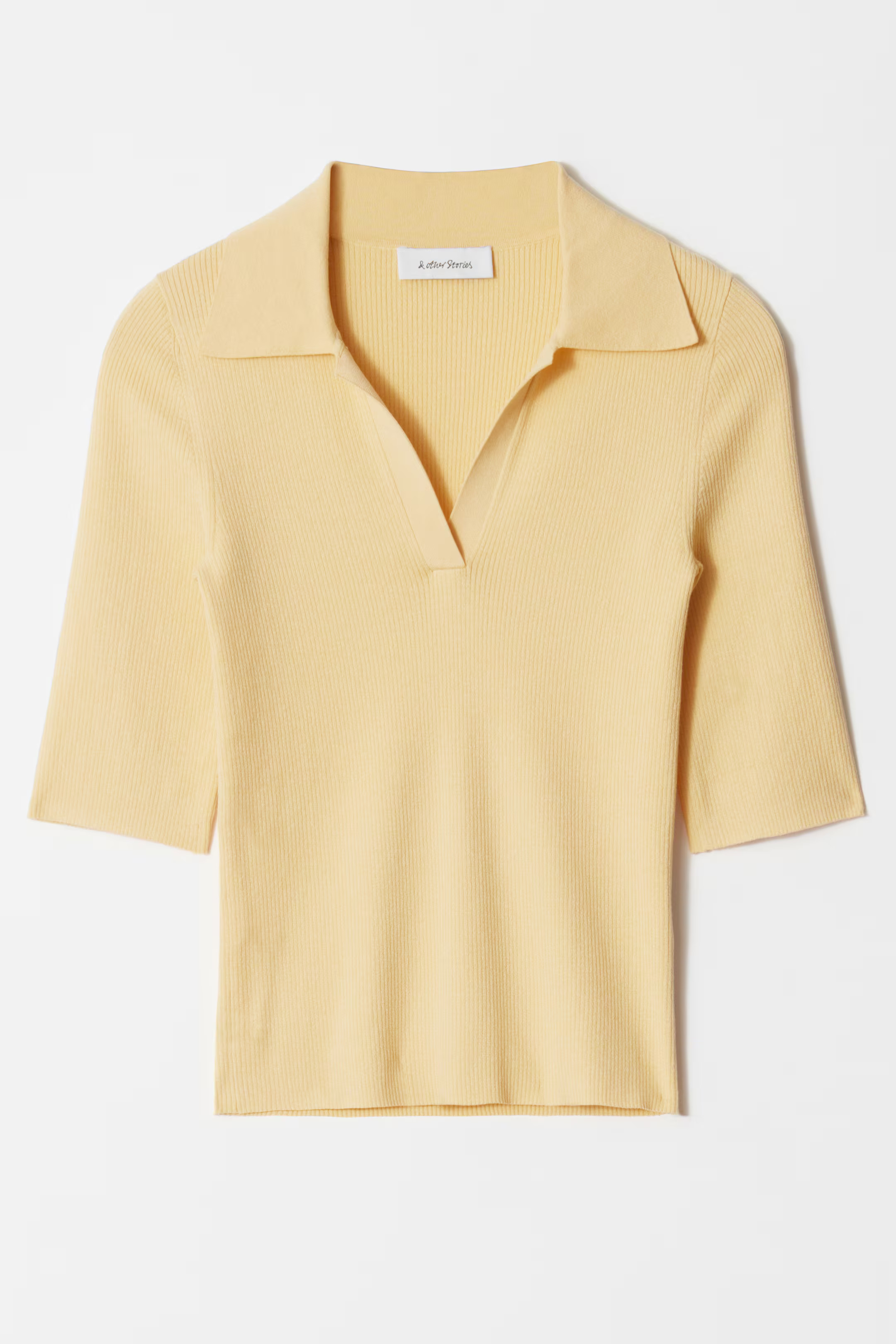 Collared Short-Sleeve Top - Yellow - Ladies | H&M GB | H&M (UK, MY, IN, SG, PH, TW, HK)
