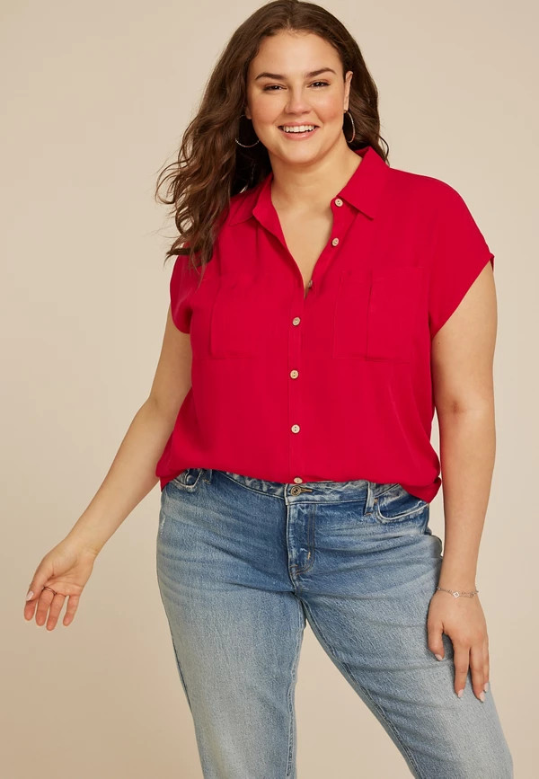 Plus Size Utility Dolman Button Down Shirt | Maurices