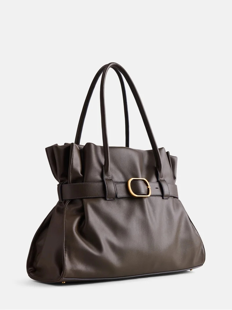 Scoop Women's Faux Leather Buckle Tote, Burnt Rosemary | Walmart (US)