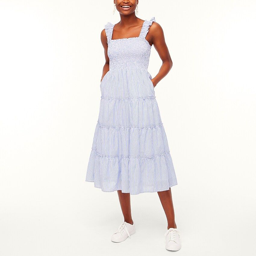 Factory: Smocked Tiered Midi Dress For Women | J.Crew Factory