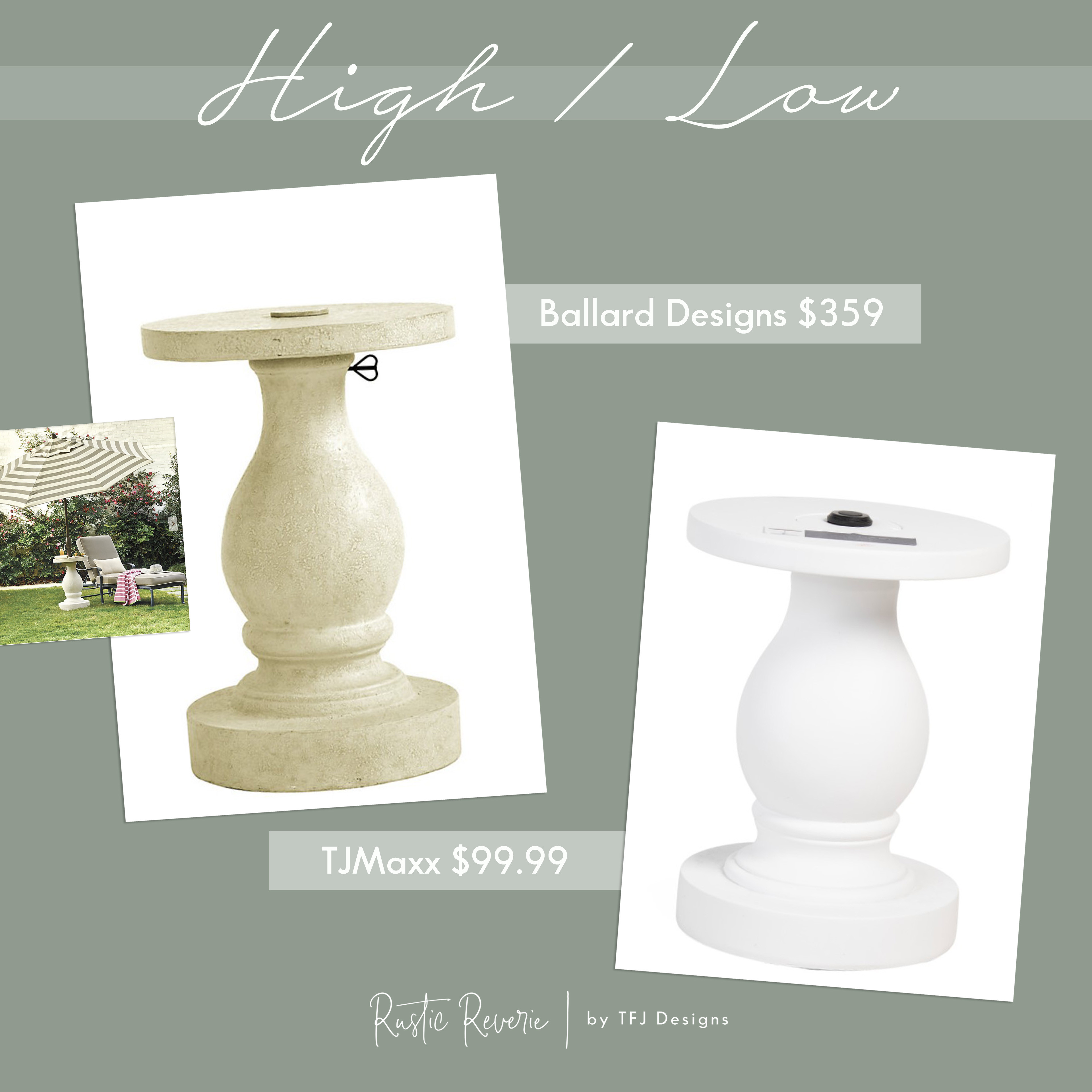 Another great High / Low for you ... This one is for Umbrella Stands that are perfect for summer entertaining on your porch, patio or around your pool! Get the Ballard Designs look for less with this great TJMaxx find. ❤️ #LTKSummer pool party outdoor backyard  

 #LTKSeasonal #LTKHome #LTKSaleAlert