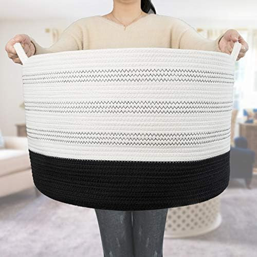 RUNKA XXXLarge Cotton Rope Basket 22" X 22"X 14" Blanket Basket for Living Room Woven Basket Soft... | Amazon (US)