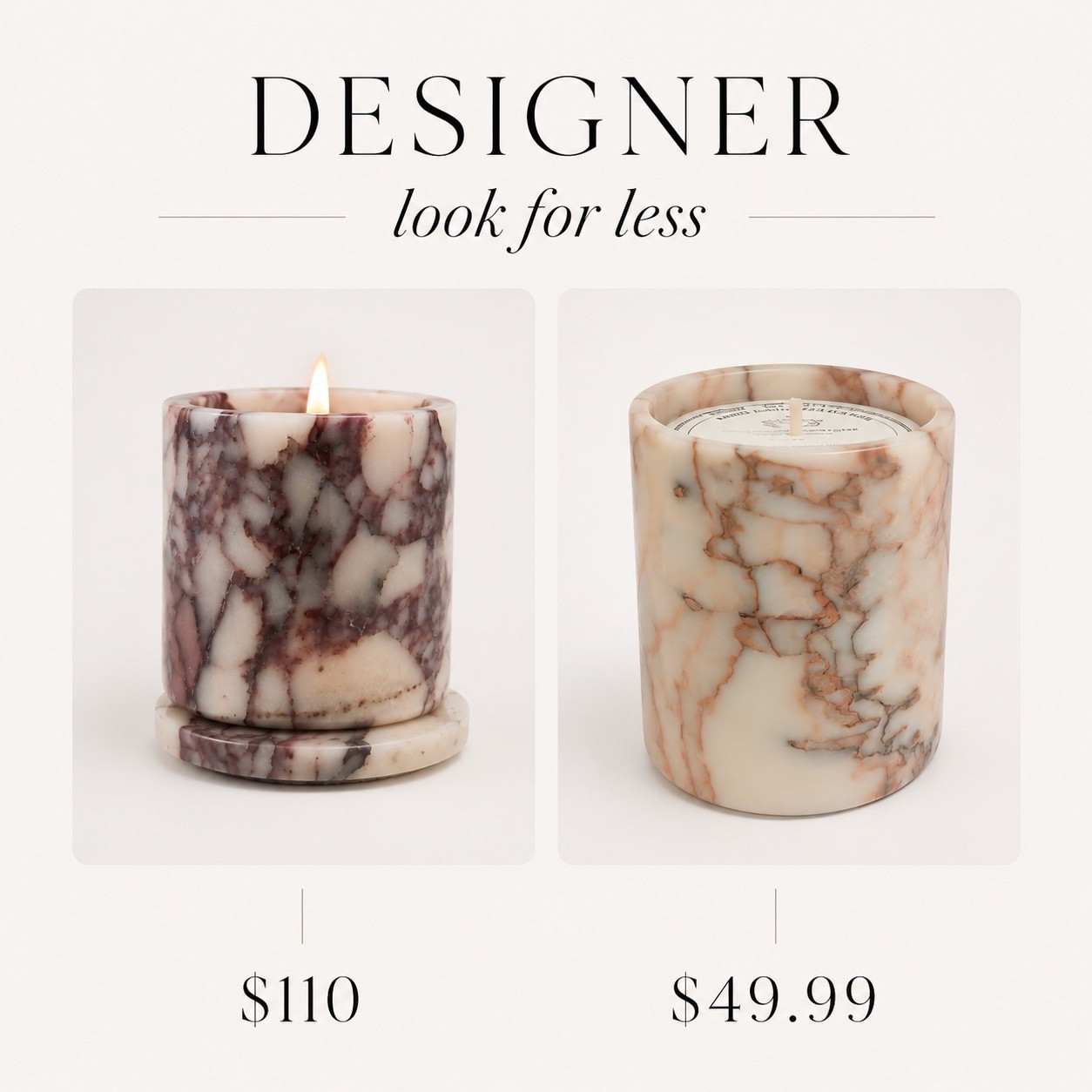 Designer Candle Dupe Under $50

Found the perfect designer-inspired candle for less and honestly… it gives the same high-end marble look for under half the price. Such a good luxe home decor find for coffee tables, consoles, shelves, and cozy summer styling. Linking both versions here so you can compare.

#LTKHome #LTKSaleAlert