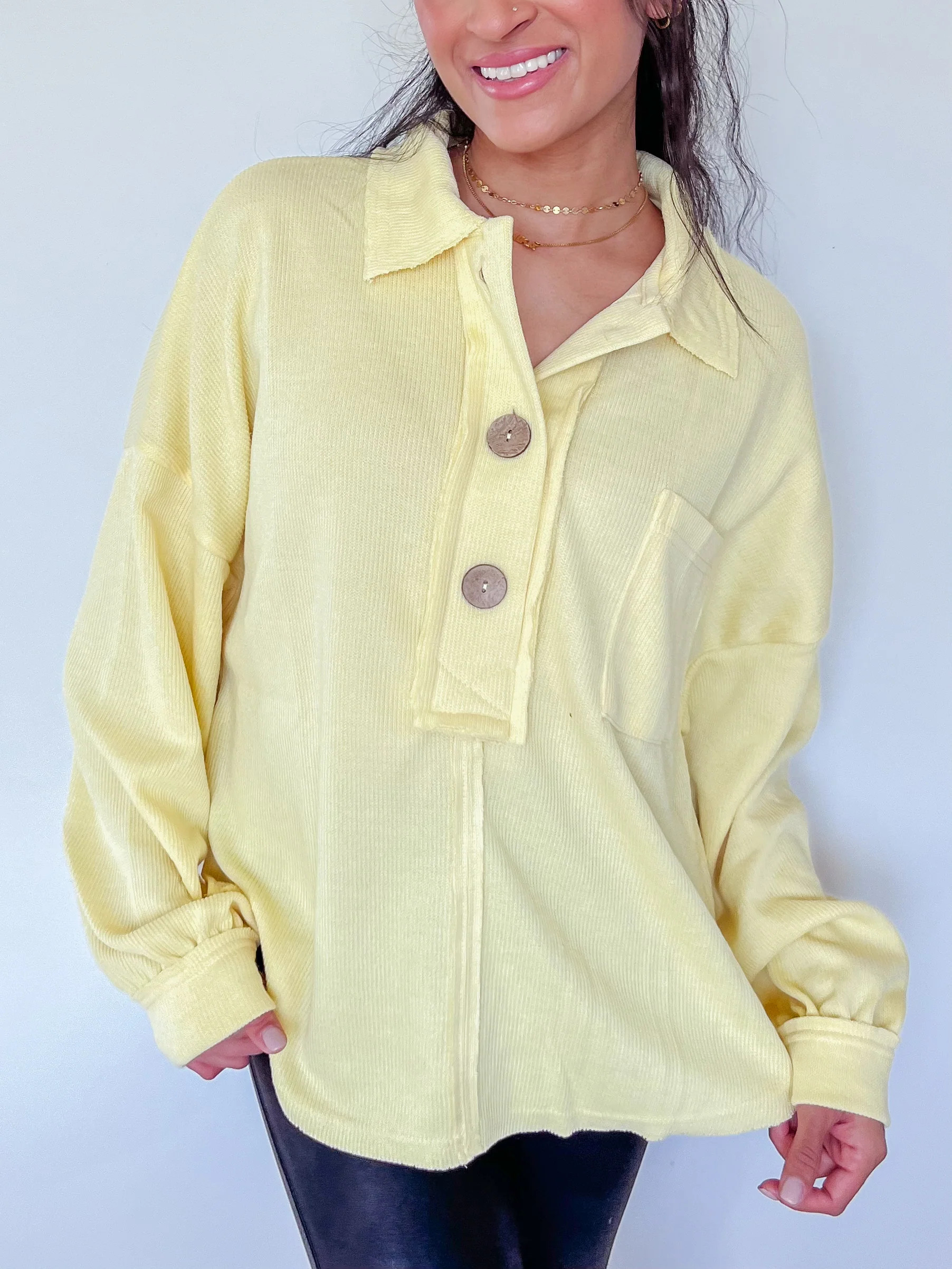 LEMON BLISS COLLARED KNIT TOP | Harper's Den