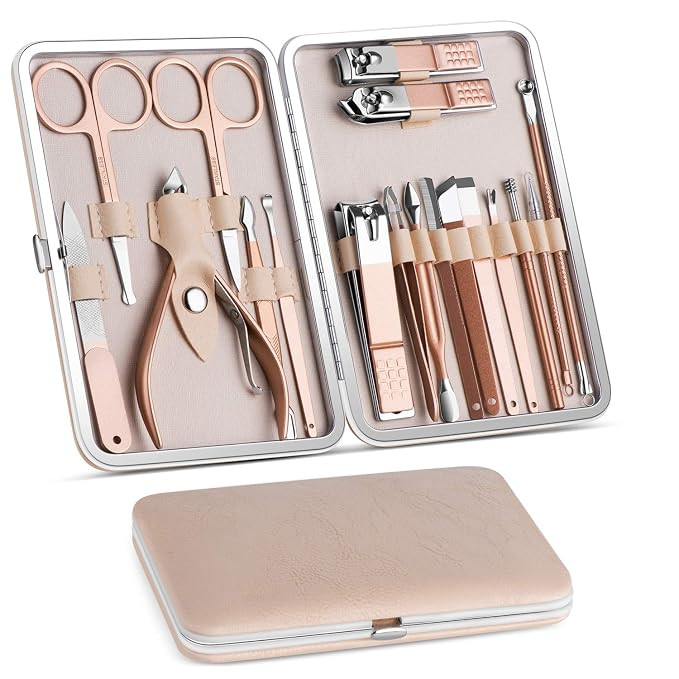 Manicure Set, Pedicure Kit, Nail Clippers, Professional Grooming Kit, Nail Tools 18 In 1 with Lux... | Amazon (US)