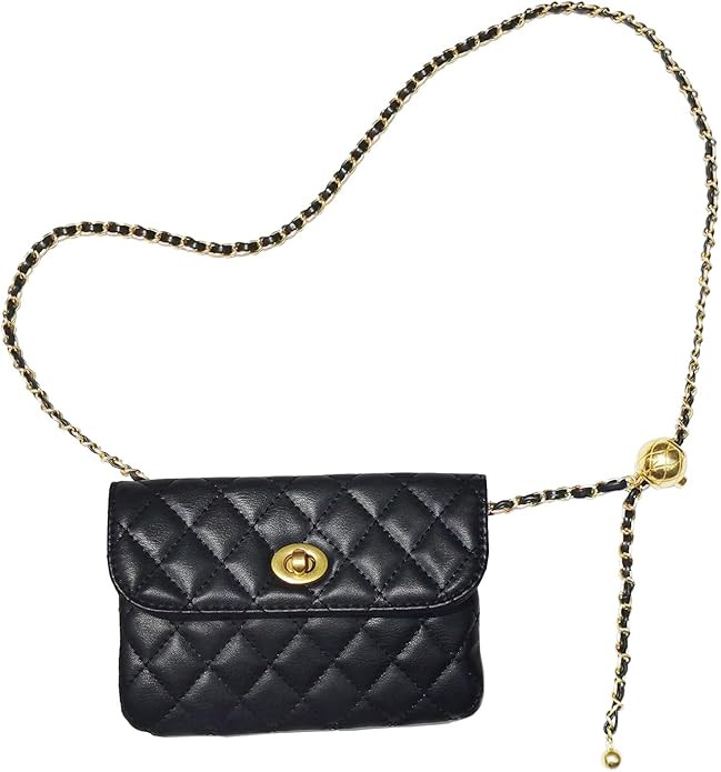 Larswon Chain Belt Bag for Women, Synthetic Leather Belt Purse Chain Purse Mini Belt Bag Goth Fan... | Amazon (US)