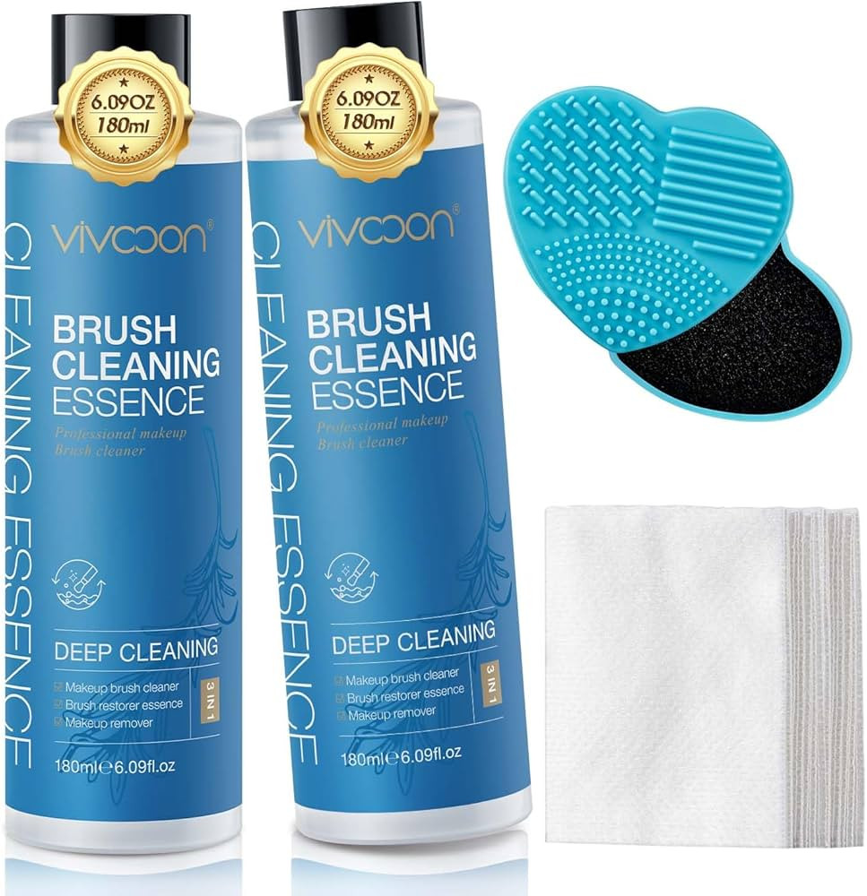 Makeup Brush Cleaner 3 in 1 Makeup Brush Cleaner Solution & Restorer & Makeup Remover 6 x 2 Fl Oz... | Amazon (US)