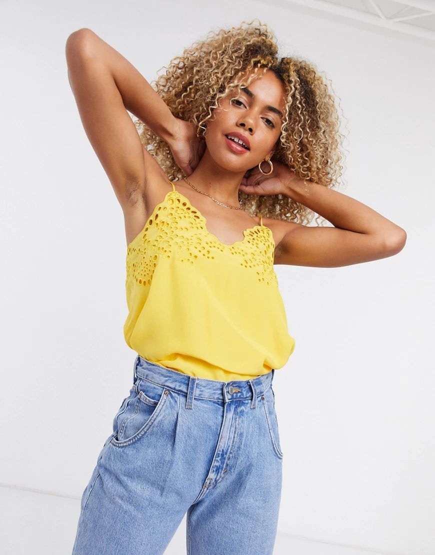 & Other Stories eyelet detail cami in sunflower yellow | ASOS (Global)
