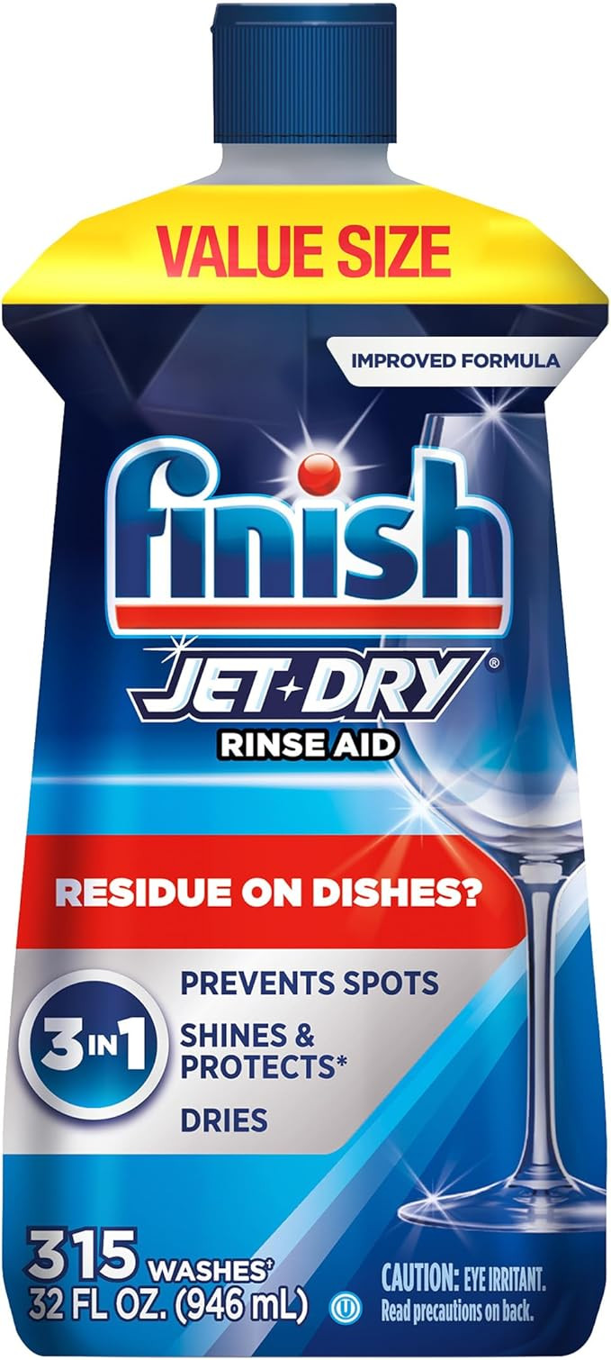 Finish Jet-Dry Dishwasher Rinse Aid, Compatible with Dishwasher Detergent, Prevents Spots & Resid... | Amazon (US)