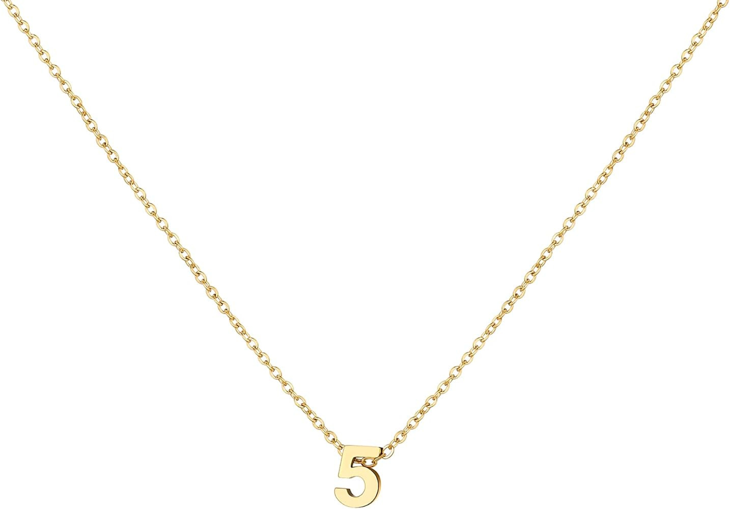 Gold Number Necklace for Women 18K Gold Plated Dainty Charm Birth Month Cute Pendant Choker Neckl... | Amazon (US)