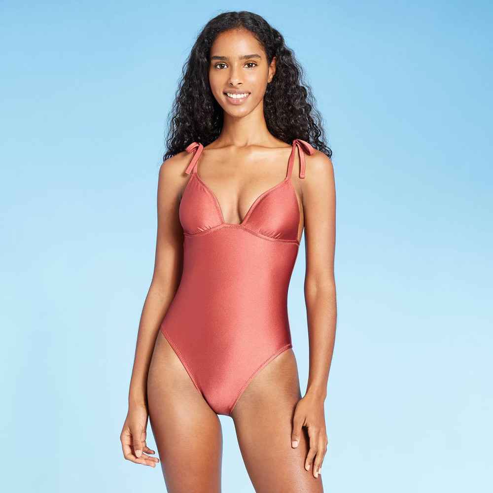 Women's Tall/Long Torso Petal Cup Tie Strap One Piece Swimsuit - Shade & Shore™ | Target