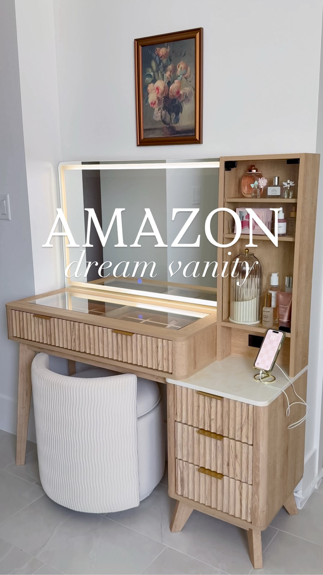 We’re obsessed with stunning fluted vanity from Amazon! Also the fluted, spinning chair with storage!? Yes, please!💀😍

#makeupvanity #amazonmusthaves #viralhomefind #amazonfinds #amazonfavorites #thesistershoppers #asmr #asmrsounds 

#LTKHome #LTKBeauty #LTKFamily