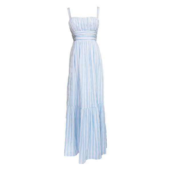 Maxi Dress, Blue and White Striped Seersucker | The Avenue