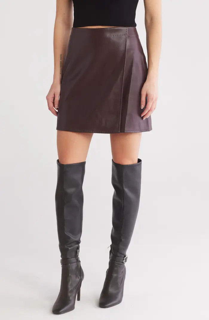 MAX STUDIO Faux Leather Wrap Miniskirt | Nordstromrack | Nordstrom Rack