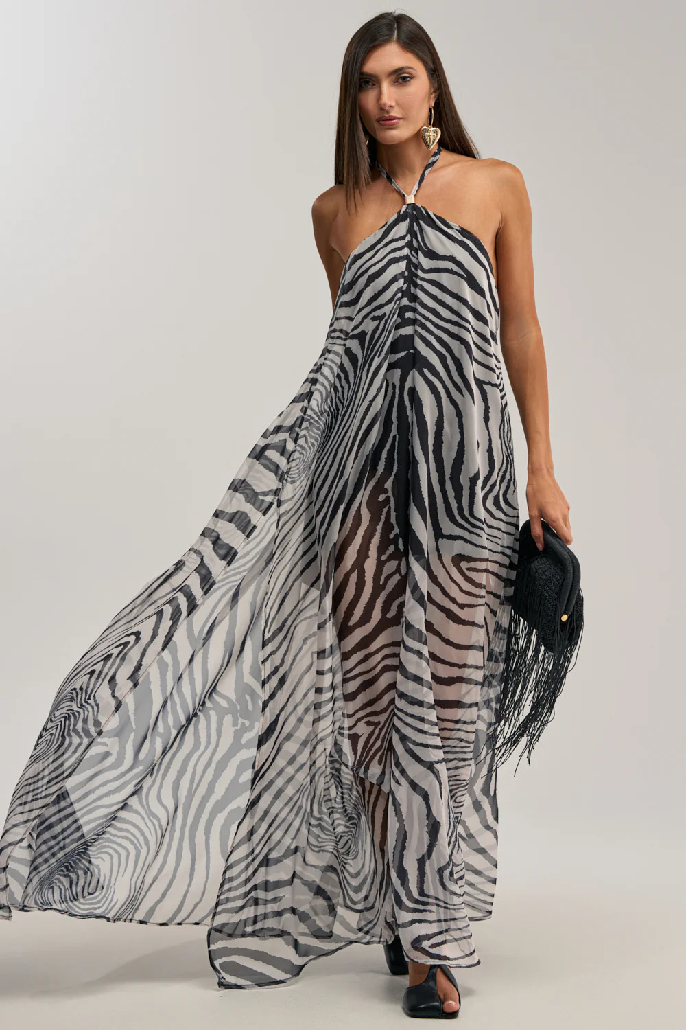 SWEET SIDE CHIFFON MAXI DRESS IN ZEBRA | AKIRA