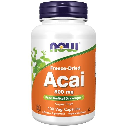 NOW Foods Supplements, Acai 500 mg, Freeze-Dried Super Fruit with Polyphenols, Ellagic Acid, Rutin, Anthocyanins and Catechins, 100 Veg Capsules | Amazon (US)