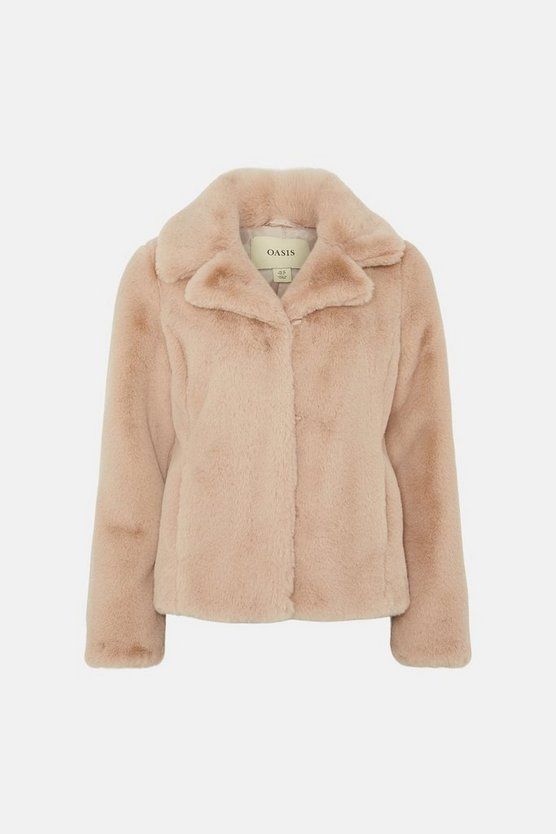 Recycled Faux Fur Collared Short Coat | Oasis UK & IE