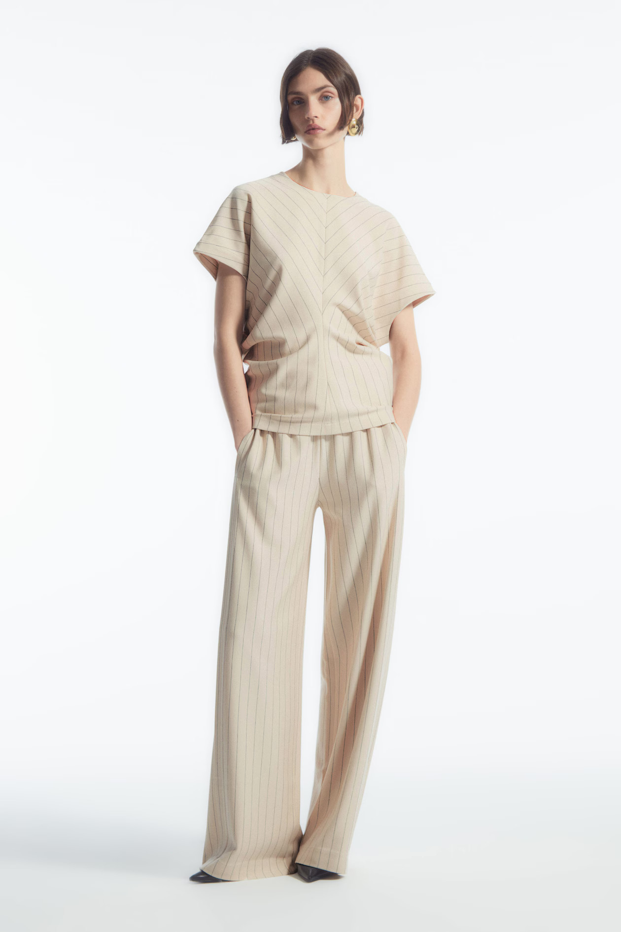 PINSTRIPED STRAIGHT-LEG PANTS - CREAM / PINSTRIPED | COS (AU)