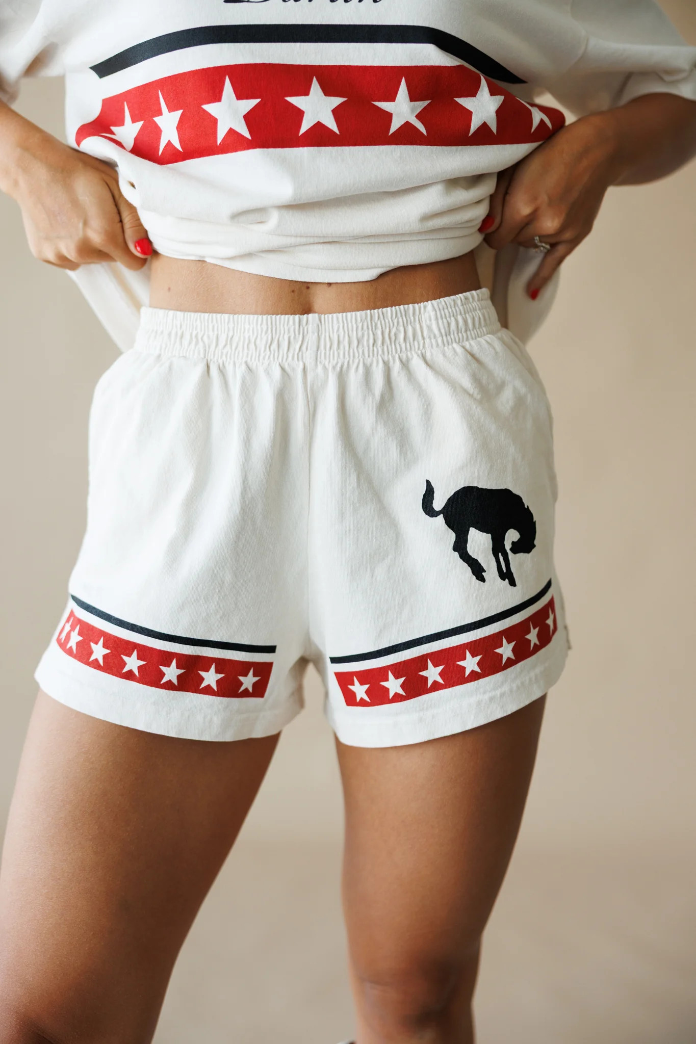 Spangled Heavy Jersey Short in Creme | Glitzy Bella