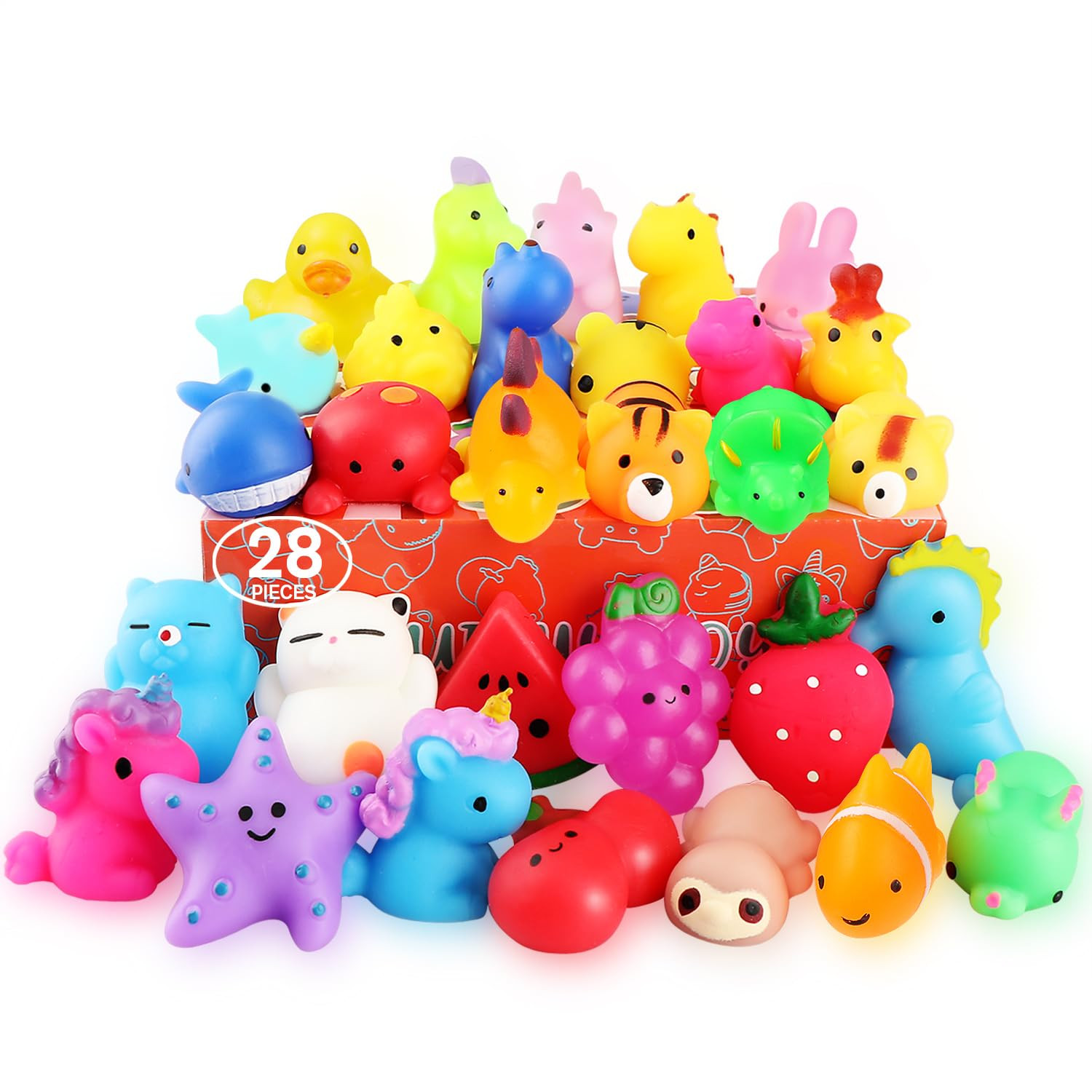 Squishies, 28 Pack Mochi Squishy Toys - Kawaii Cat Squishys Slow Rising Animals - Party Favors, G... | Amazon (US)