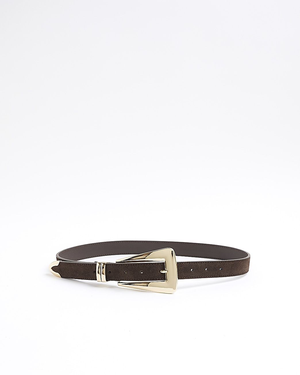 Brown Suede Chunky Buckle Belt | River Island (UK & IE)