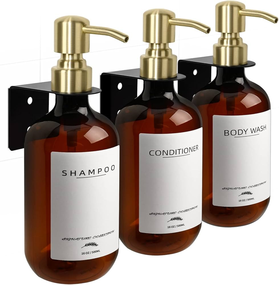 Shampoo Dispenser Wall Mount 3 Chamber, No Drill Shampoo and Conditioner Dispenser for Shower wit... | Amazon (US)