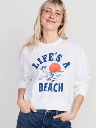 Cropped Vintage French-Terry Sweatshirt for Women | Old Navy (US)