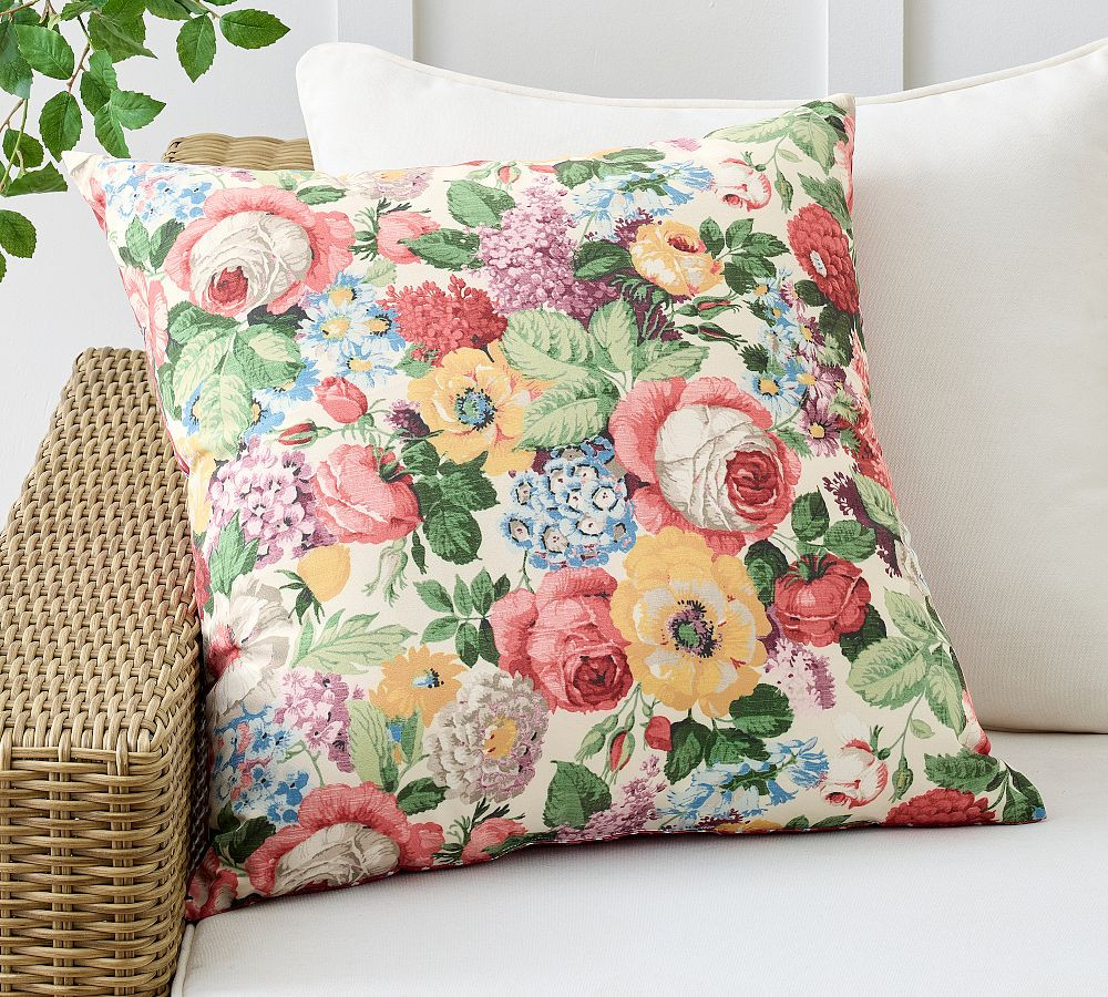 Lorain Floral Reversible Printed Outdoor Pillow | Pottery Barn (US)
