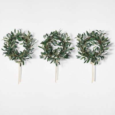 Set of 3 Mini Olive Wreaths with Ribbon - Threshold™ designed with Studio McGee | Target